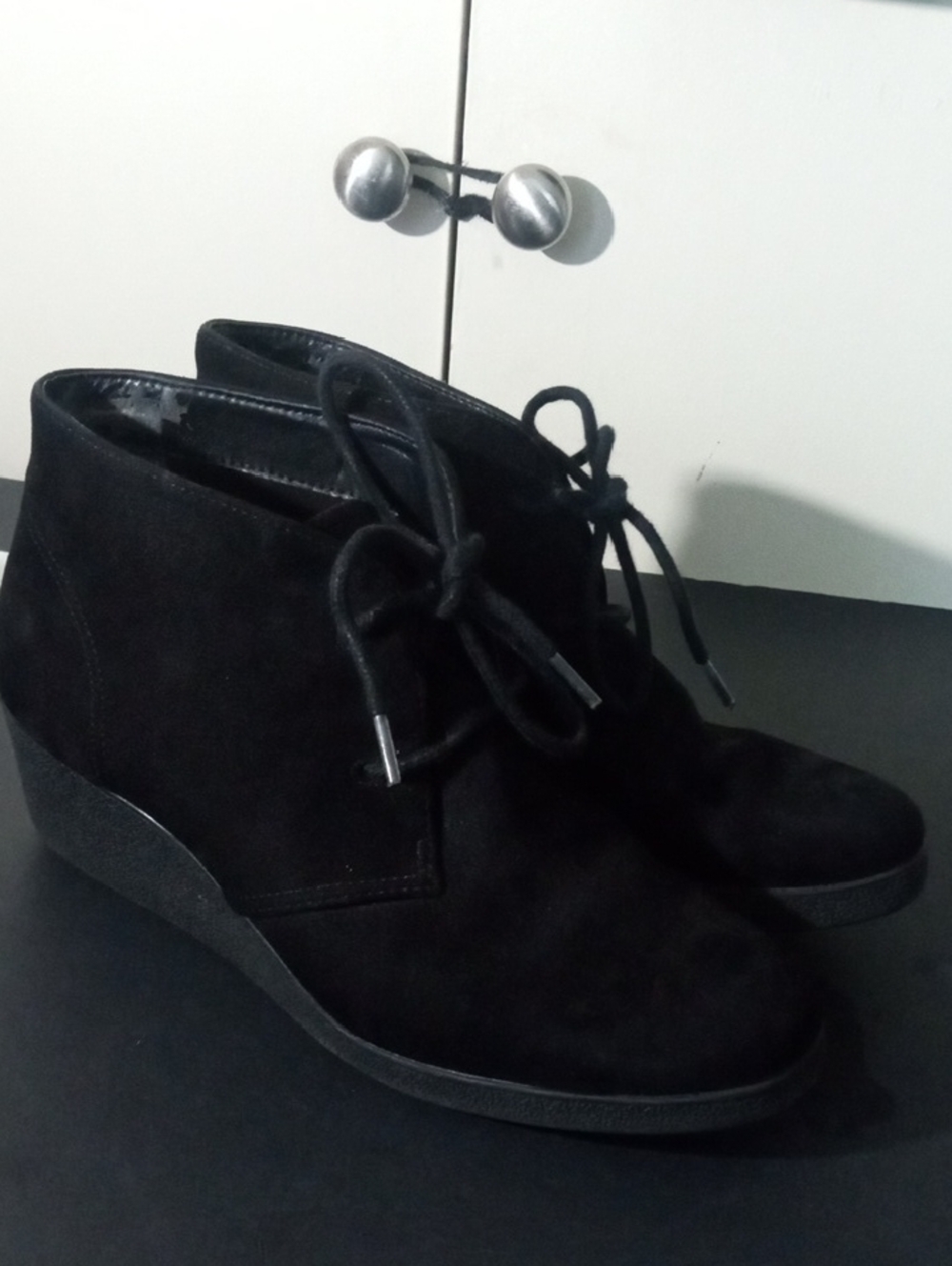 Style & Co. Black Lace-Up Wedge Ankle Booties 9.5M